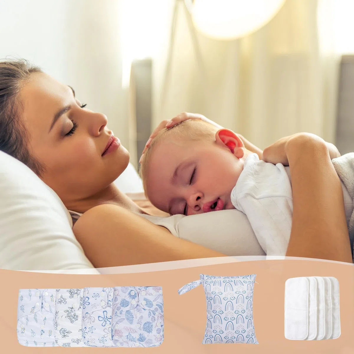 Couches en réutilisables, couches lavables pour bébé - Couches en réglables réutilisables | 4x doublures absorbantes et respirantes, couverture étanche avec 4 inserts et 1 sac humide pour les filles p