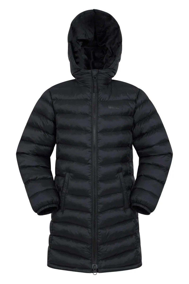 Mountain Warehouse Doudoune rembourrée Longue Florence pour Enfant - Capuche, Manteau léger, Doux, Chaud et isolé - pour Voyage et activités extérieures en Hiver