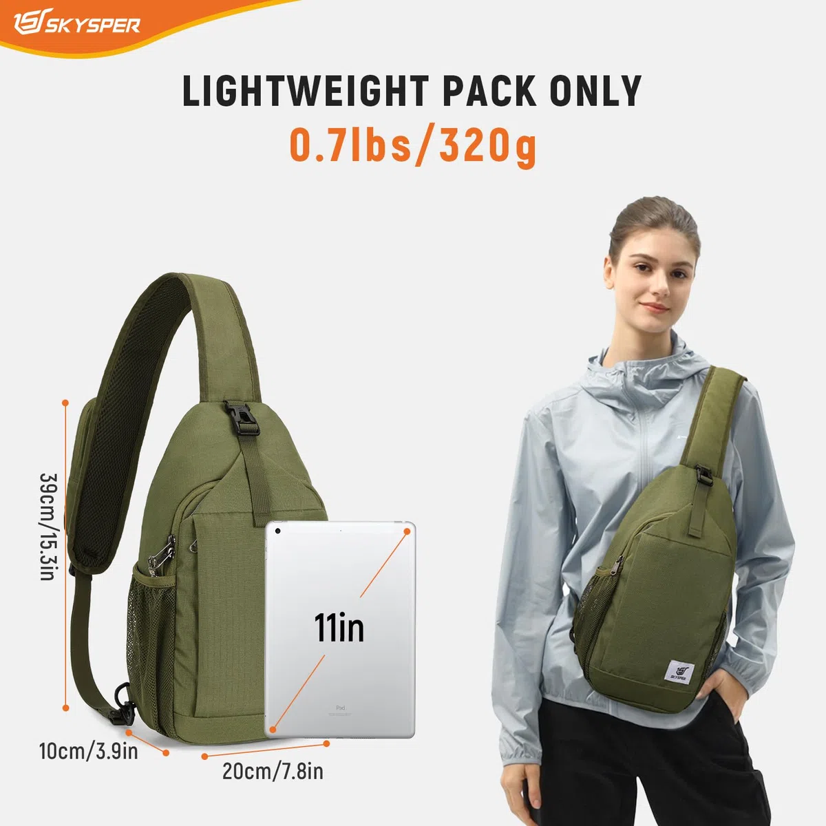 SKYSPER Sacs Bandoulière Homme Sling Bag Sac à Dos Anti - Pickpocket Sacoche Épaule pour Hommes et Femmes Voyage Sport