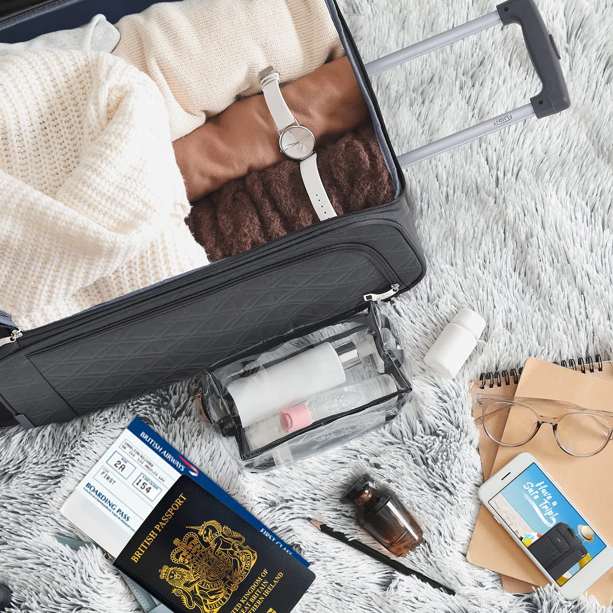 Flight Knight 56 x45x25cm easyJet & Air France Grand Bagage A Main Approuve Et Teste Taille Maximale - 2 Roues - Valise De Cabine en Textile Ultra Legere Et Durable