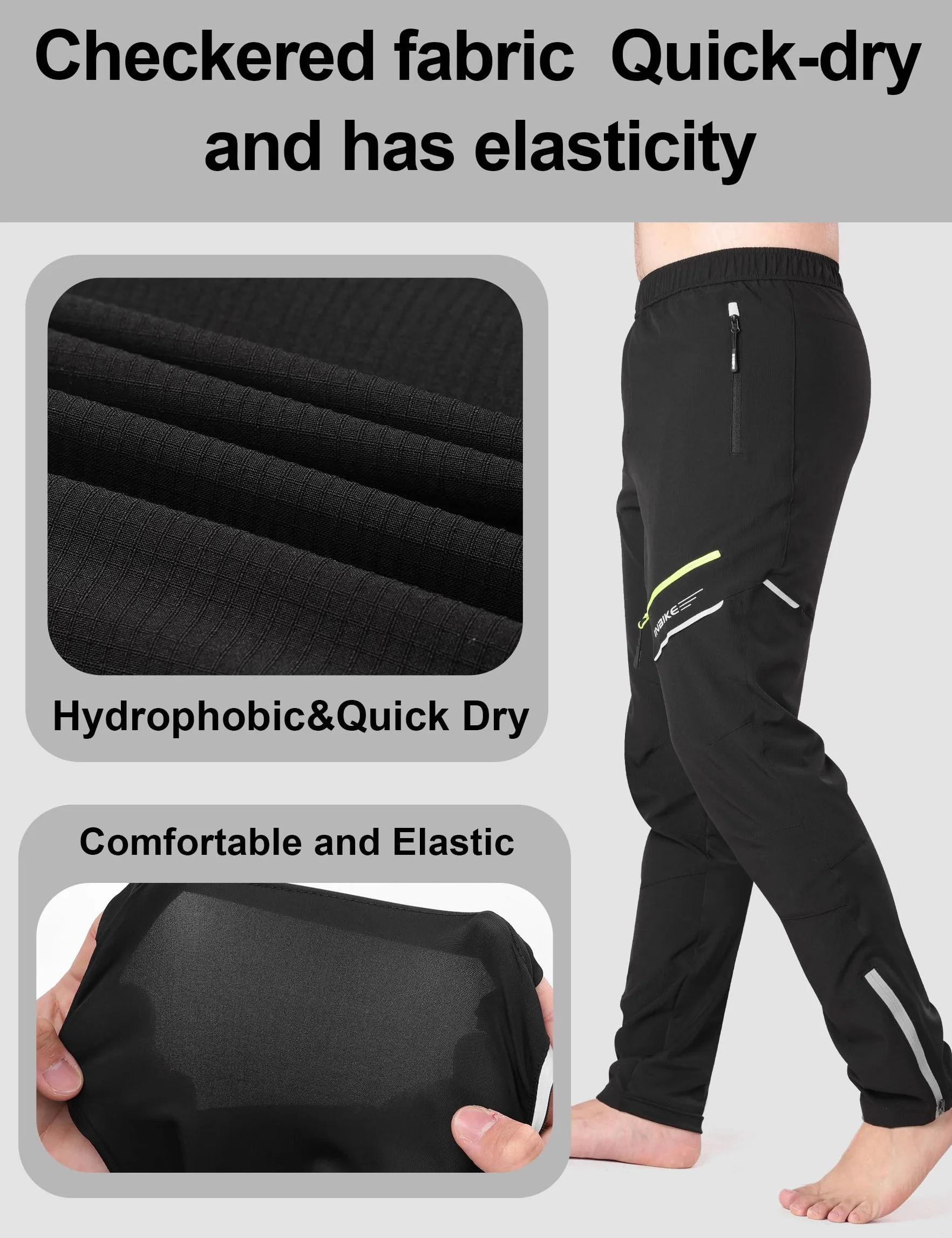INBIKE Pantalon de Cyclisme Homme Respirant Élastique Pantalons Velo Softshell VTT Outdoor Pantalons de Sport Homme