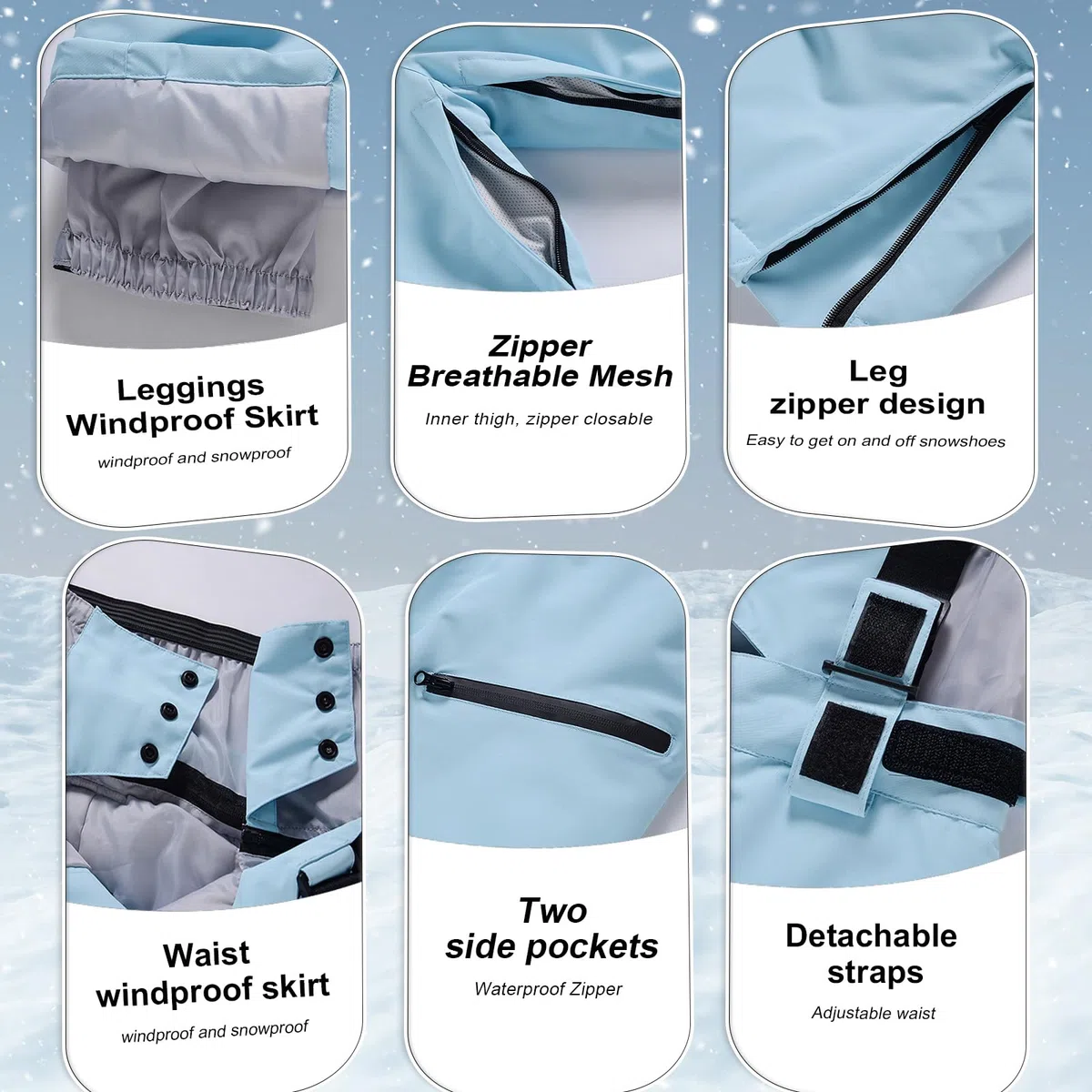 HOUZONIY Combinaison de neige pour femme, veste de ski et pantalon de ski, combinaison de neige imperméable et chaude, veste d'hiver avec capuche amovible pour le ski, le snowboard