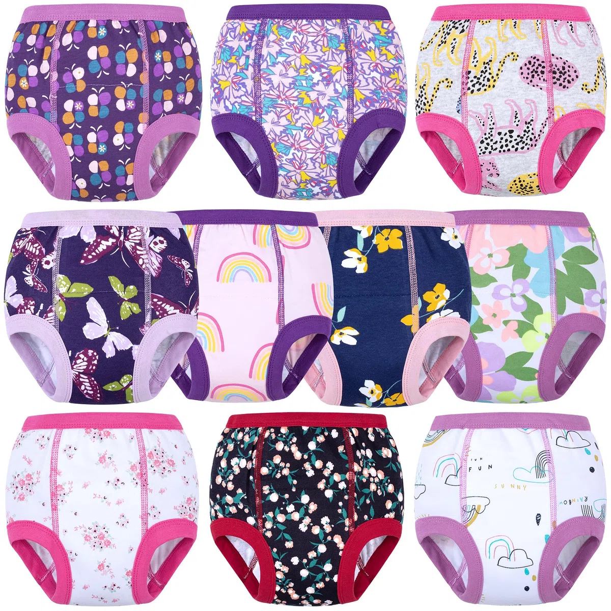 BIG ELEPHANT Lot de 10 sous-vêtements d'apprentissage de la propreté absorbants pour enfants 12 Mois-9 Ans