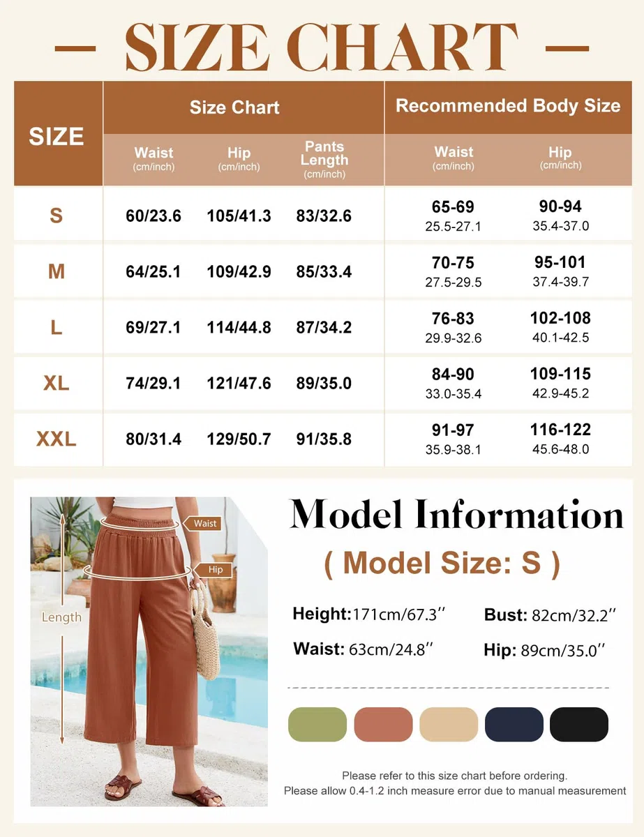 UMIPUBO Pantalon Lin Femme Été Coton Chanvre 3/4 Large Pantalons Fluide Elegant Chic Taille Haute Élastique Pantacourt Léger Respirant Jogging Pants de Plage avec Poches