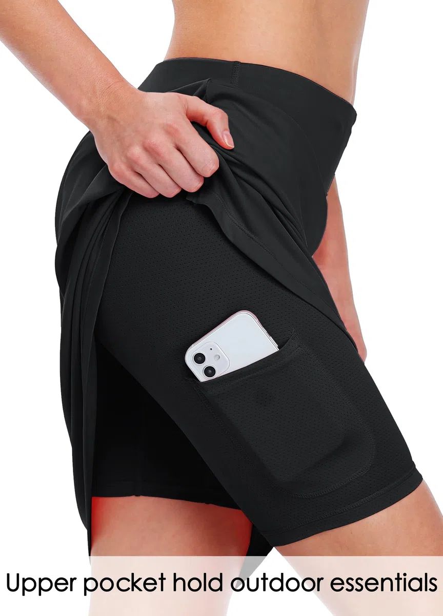 WILLIT Jupes de golf pour femme, longueur genou, style sportif, tendance, décontracté, avec poche, protection UVA