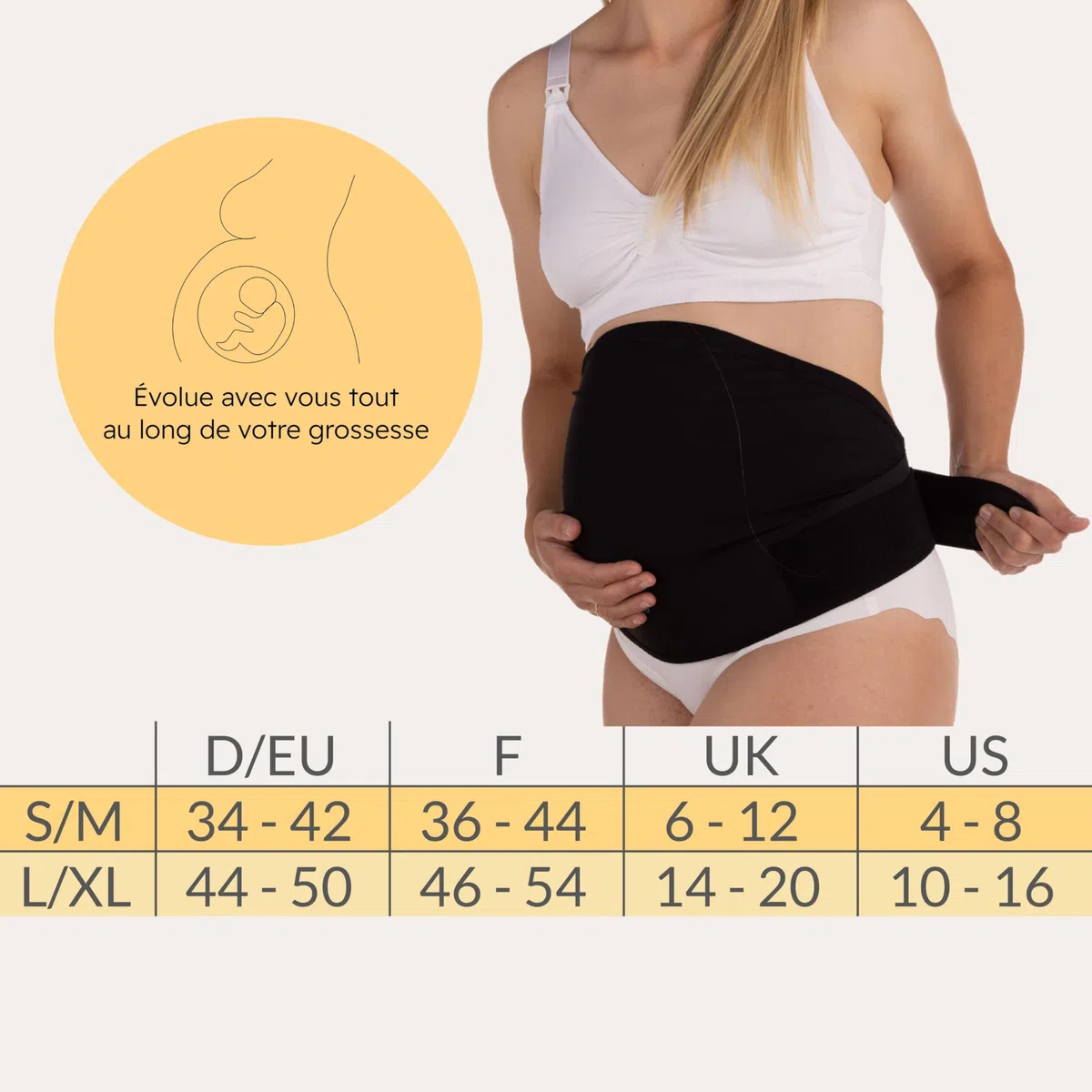 Carriwell Ceinture de Soutien Grossesse Deluxe Réglable | Ceinture de Soutien Abdominale Élastique & Respirante | Soulage les Douleurs Lombaires | Confortable, S’adapte à l’Évolution du Ventre | S/M