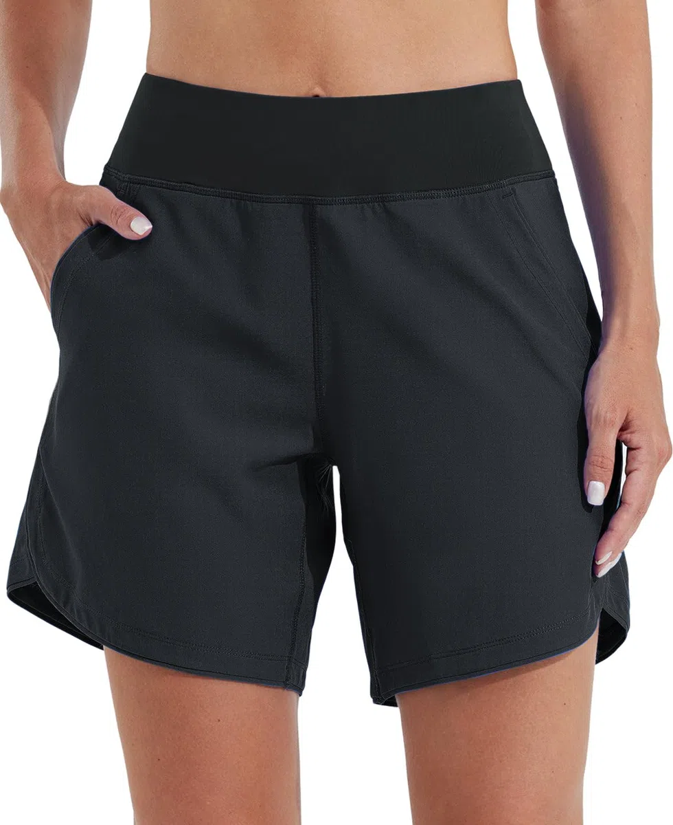 WILLIT Short de bain pour femme - Séchage rapide - Taille haute - Protection UVA UPF50+ - Avec poches doublées