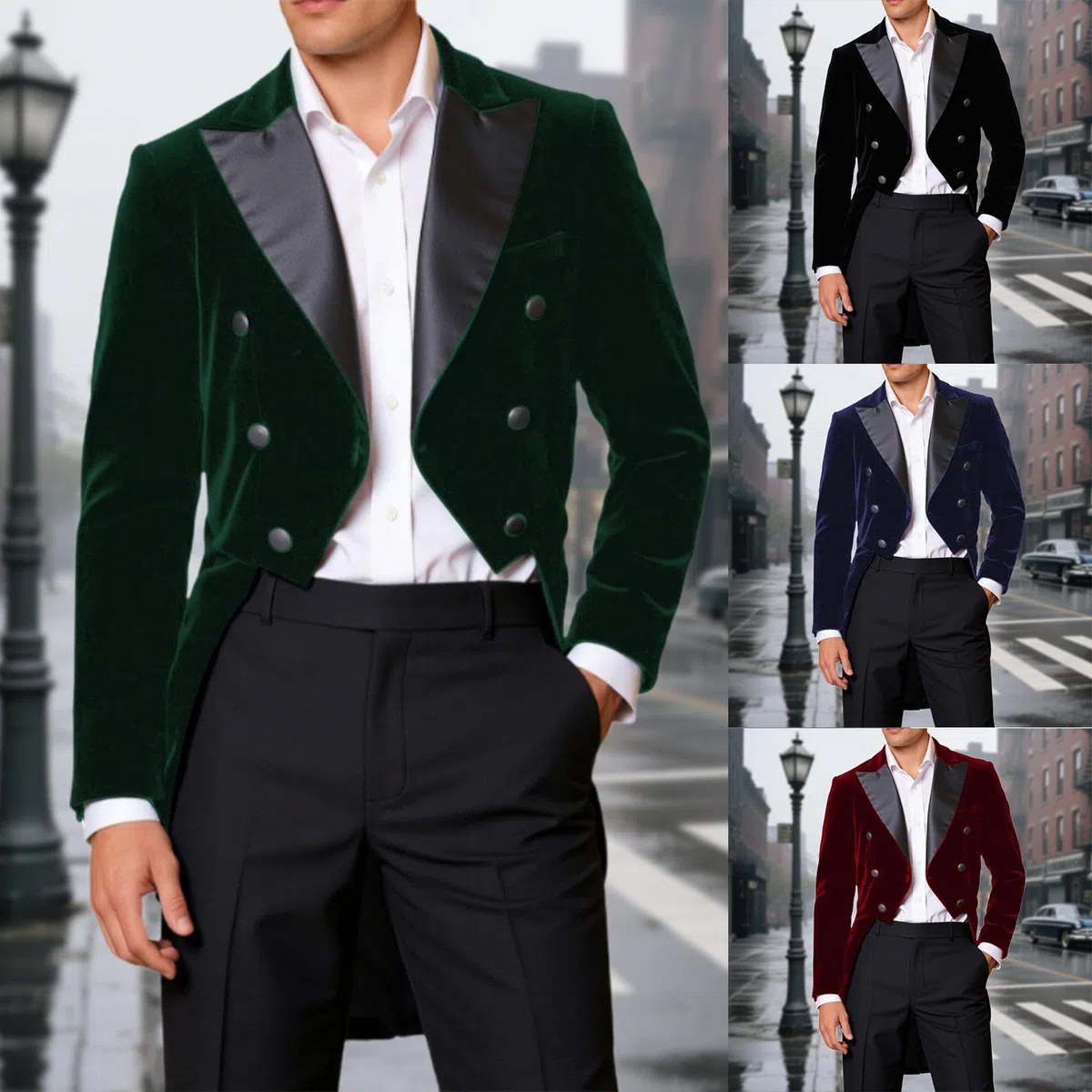 Smoking pour Homme avec Veste Slim Fit, Manteau pour Homme, Mariage Décontracté, Revers Victorien, Queue-De-Pie, Costume De Cérémonie