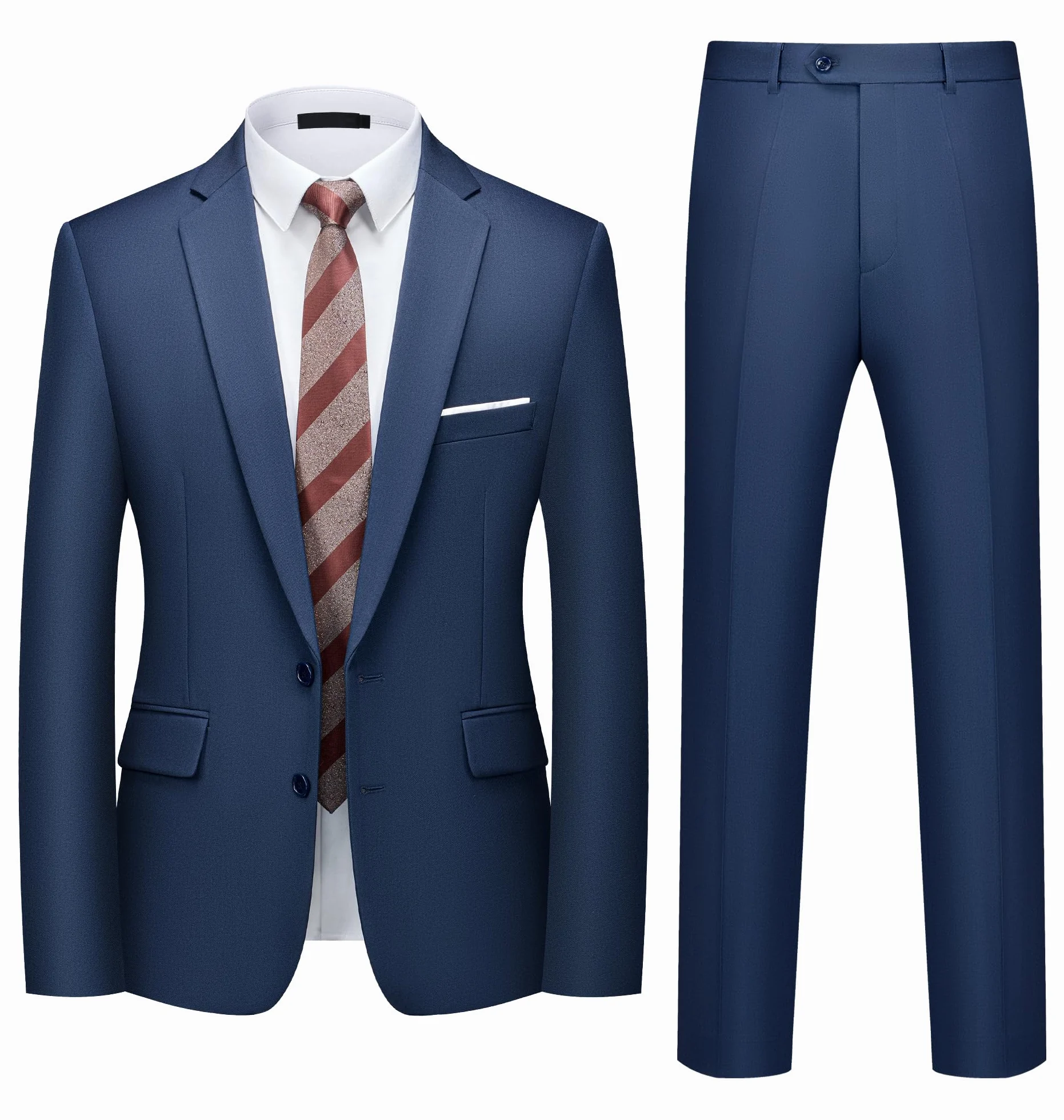 Costume Homme 2 Pièces Slim Fit Costume Business 2 Boutons Formel Mariage Élégant Veste Pantalon Travail Bureau Cérémonie
