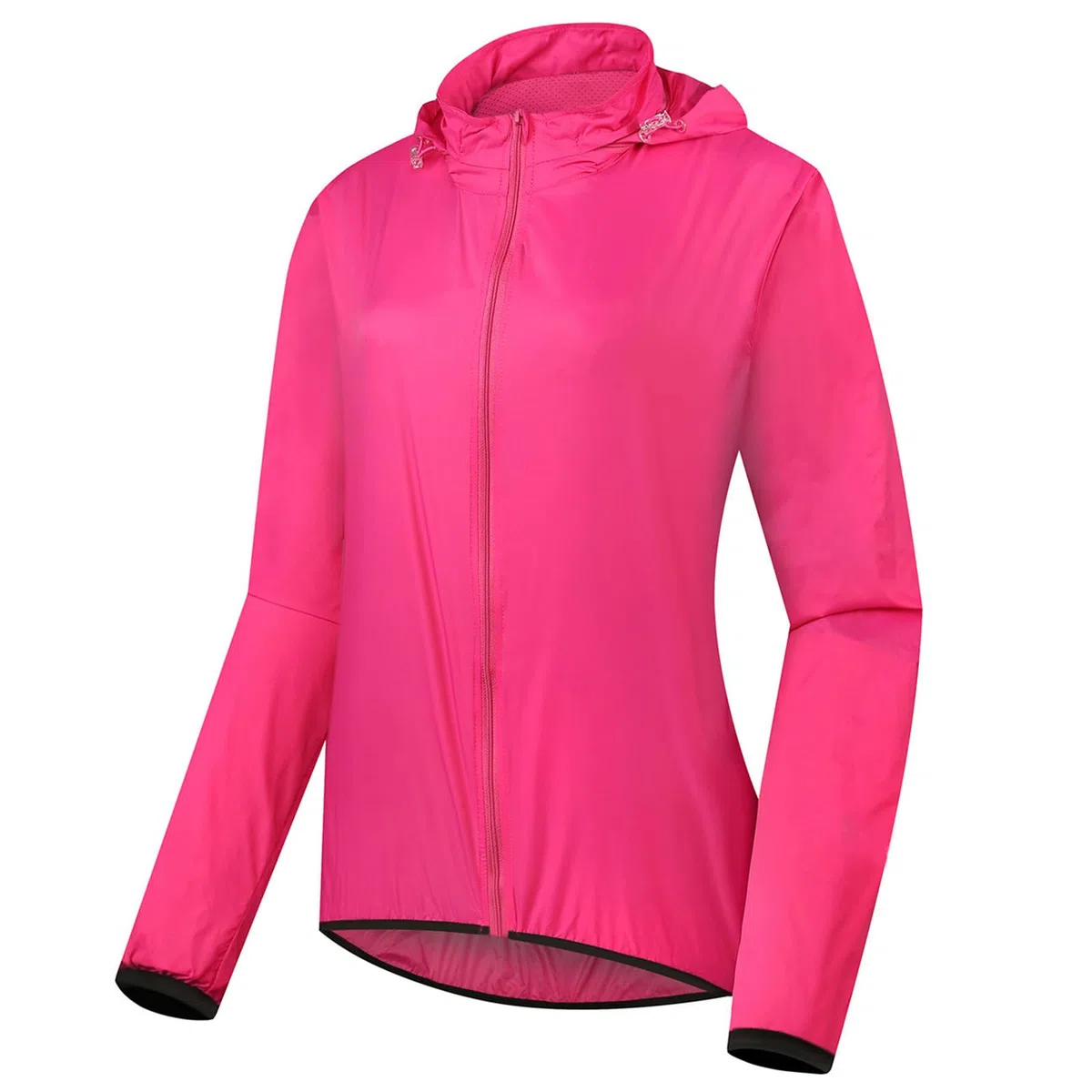 Veste de Cyclisme avec Capuche Cachée Femme, imperméable Hauts de Vélo de Montagne Haute Visibilité Coupe-Vent pour Randonnée, Course, Camping, Équitation, Rose Red-XXL