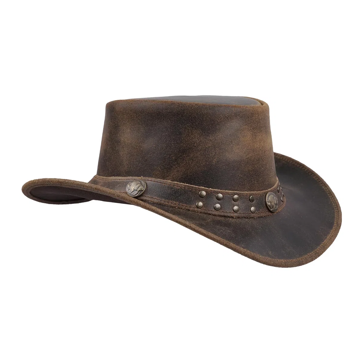 Leatherick Chapeau de Cowboy Chapeau en Cuir de Vachette Outback Occidental de Style Australien en Daim véritable