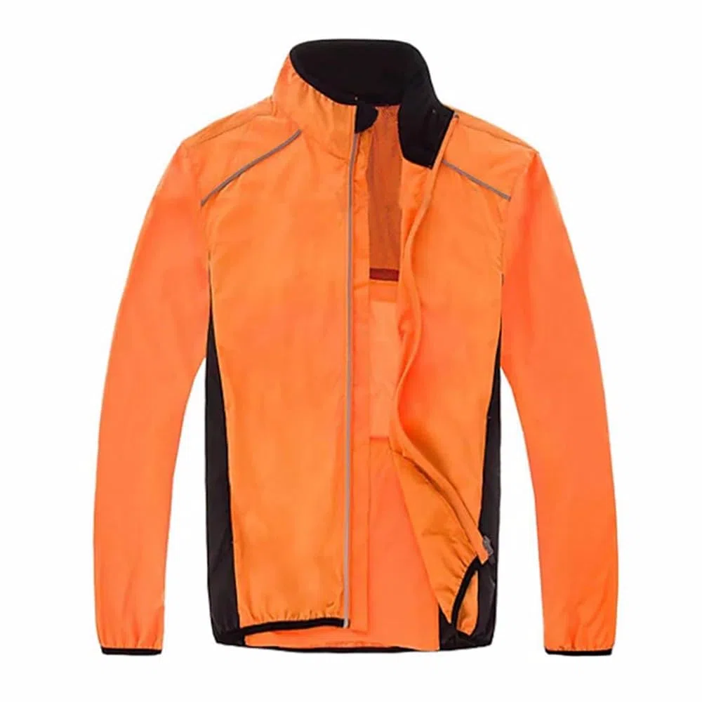 SIDHU Veste De Cyclisme Homme Femme Réfléchissant Imperméable Haute Visibilité Running Veste Légère Respirante VTT Veste Coupe-Vent VTT Maillot pour Cyclisme Course à Pied Jogging,Orange-L