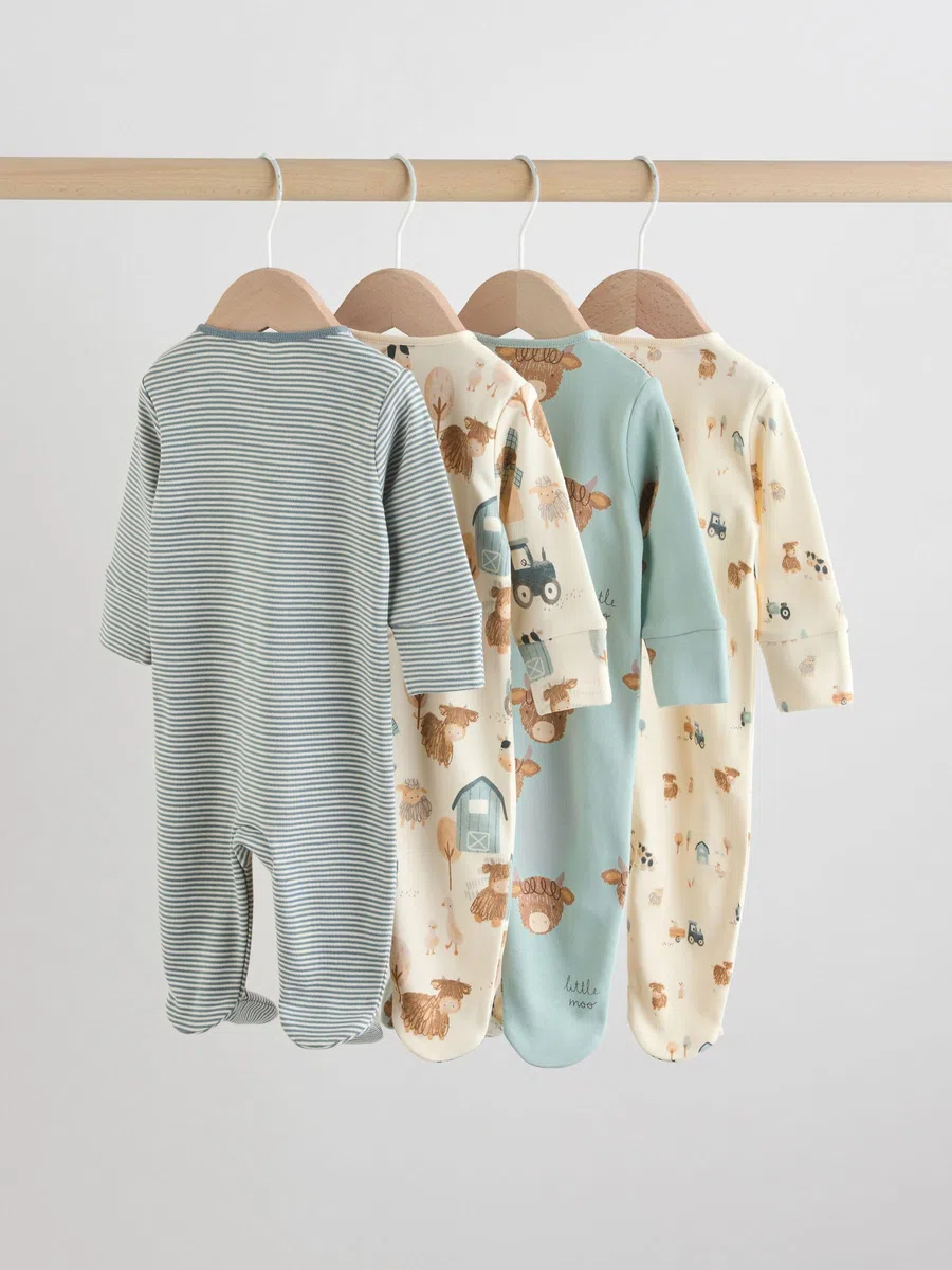 NEXT Bébé garçon Grenouillère Vache bébé, Lot de 4
