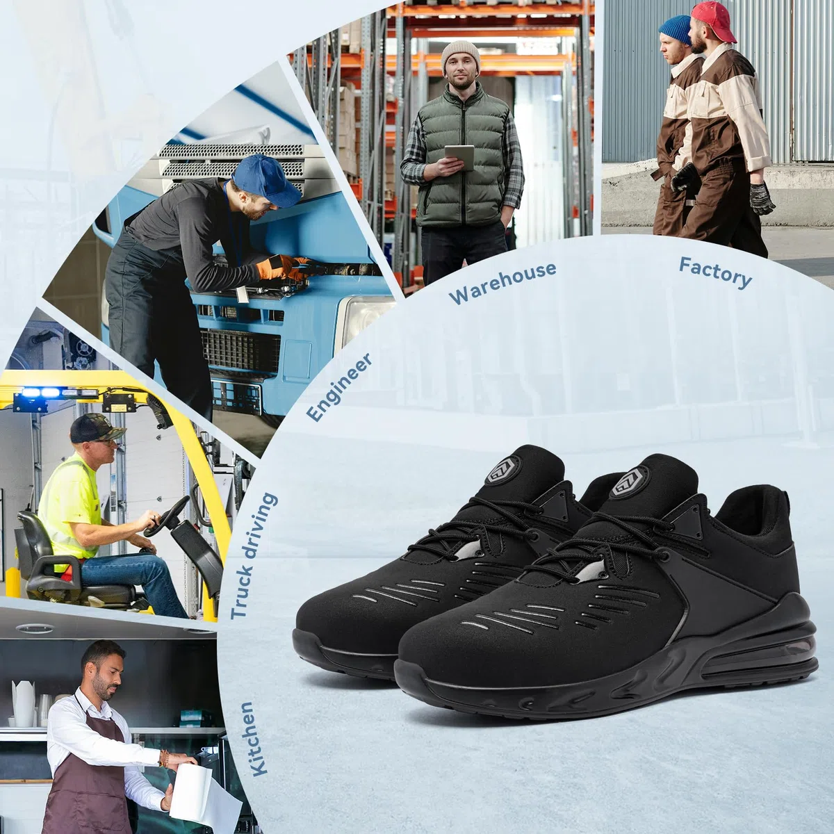 LARNMERN PLUS Chaussures de Sécurité Imperméable Antidérapant SRC Basket de Sécurité Homme Femme Légère Mi-Mollet Chaussures de Travail Confortable Facile à Laver Amortissement 36~47EU