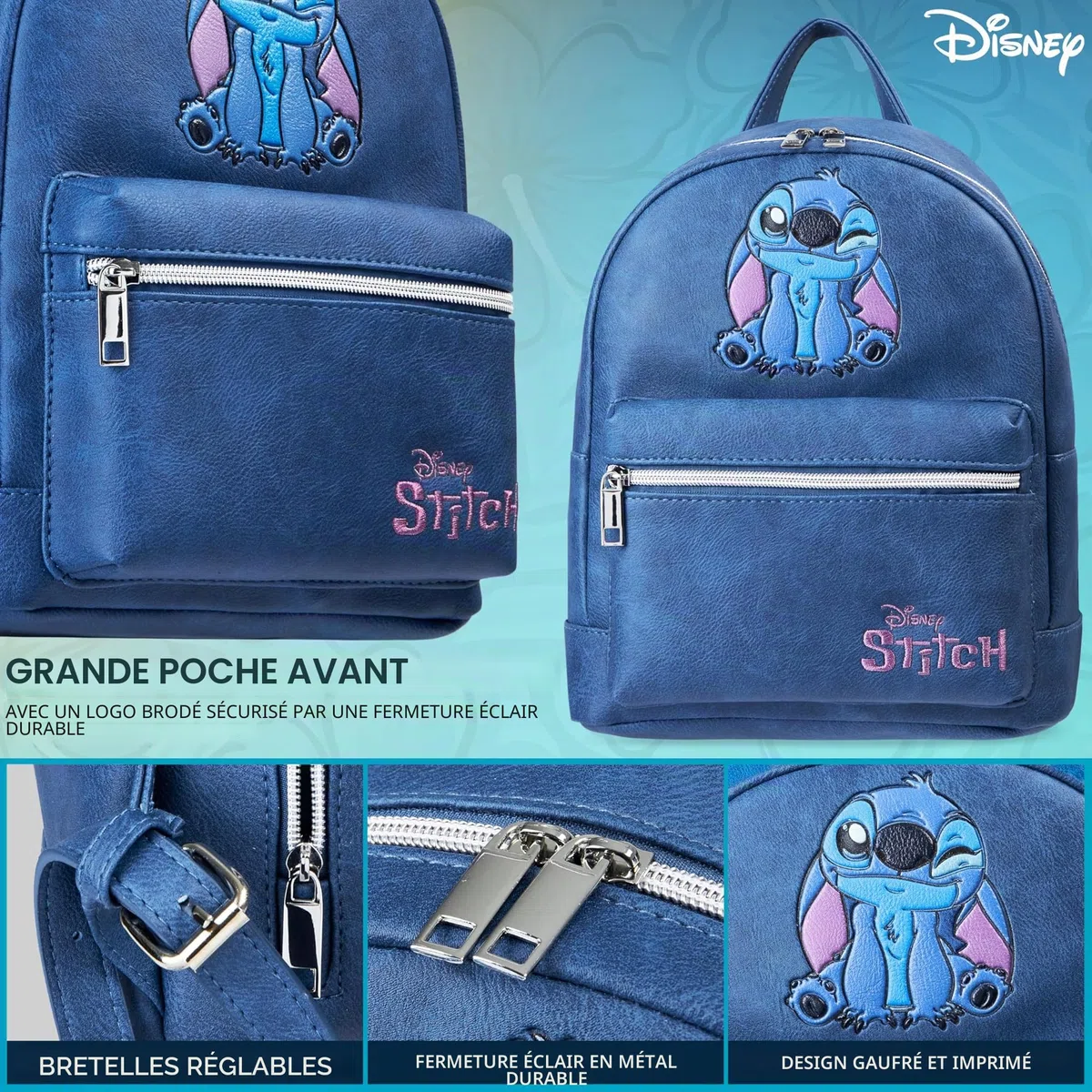Disney Stitch Sac à Dos Femme Ado et Fille Petit Sac de Voyage Journée Shopping Mode en Similicuir Eeyore Cadeau pour Elle