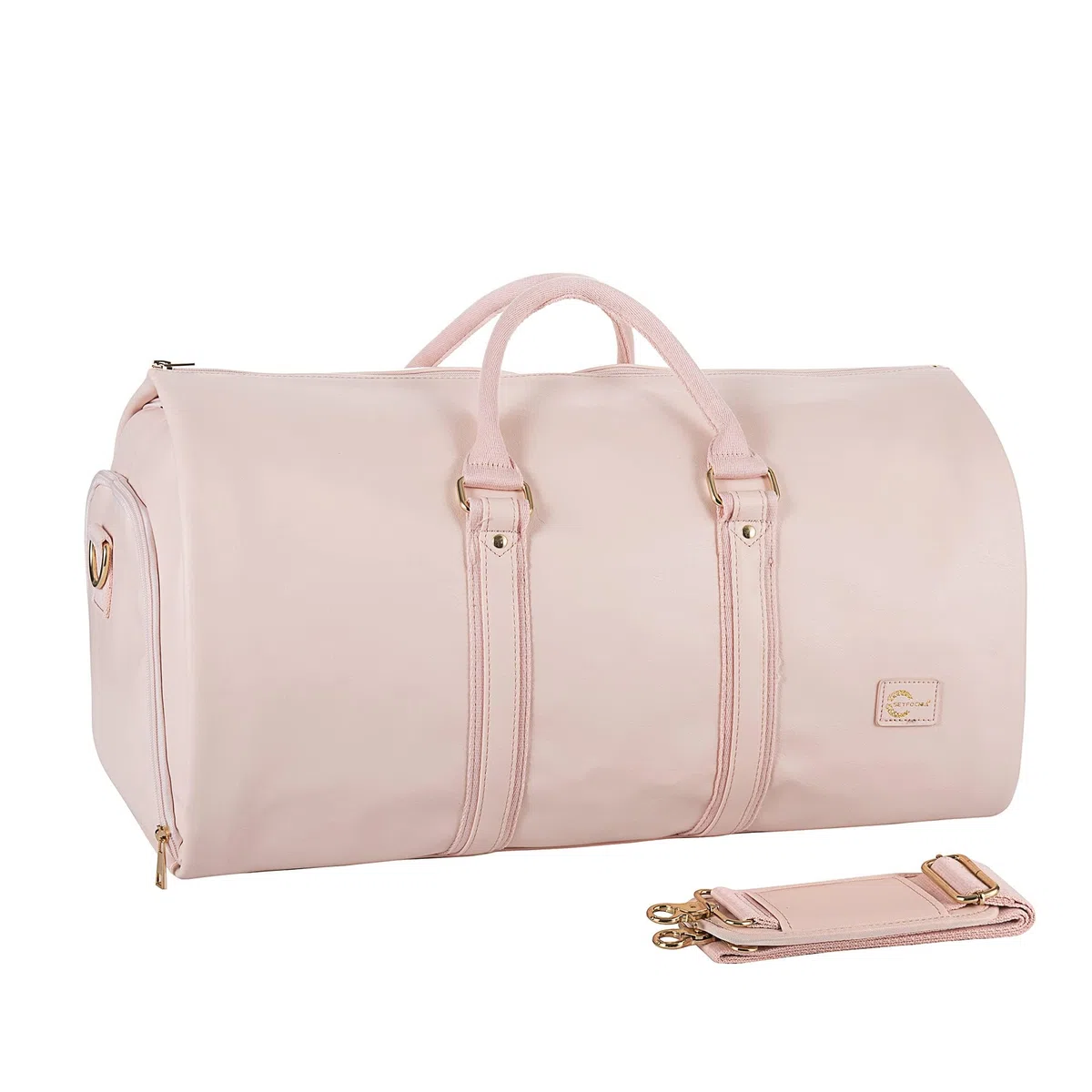 Sac à vêtements convertible en cuir pour femme, sac de voyage avec pochette à chaussures 2 en 1 à suspendre, Rose A1, Seyfocnia
