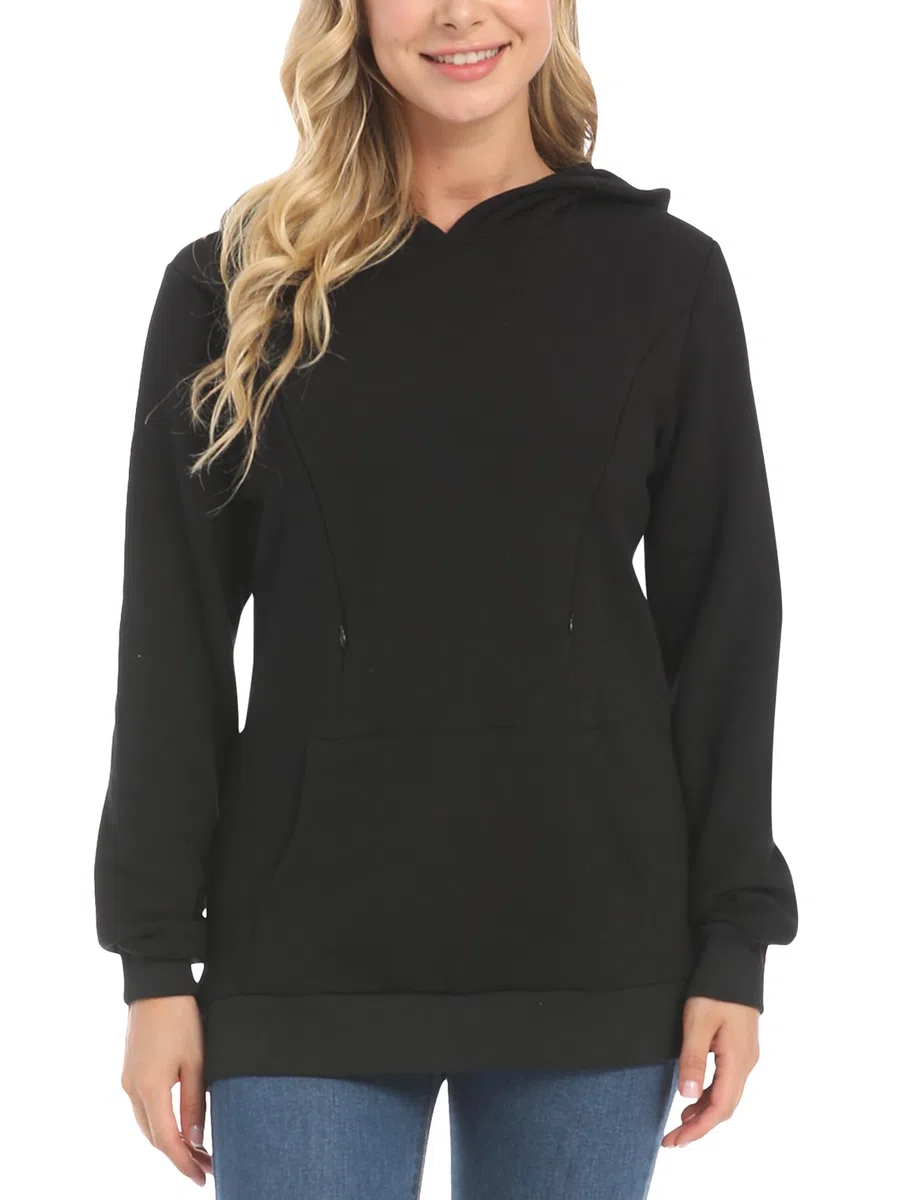 FEOYA Pulli Femmes Haut d'allaitement Sweats à Capuche de Maternité Blouse Pull d'allaitement XS-XXL