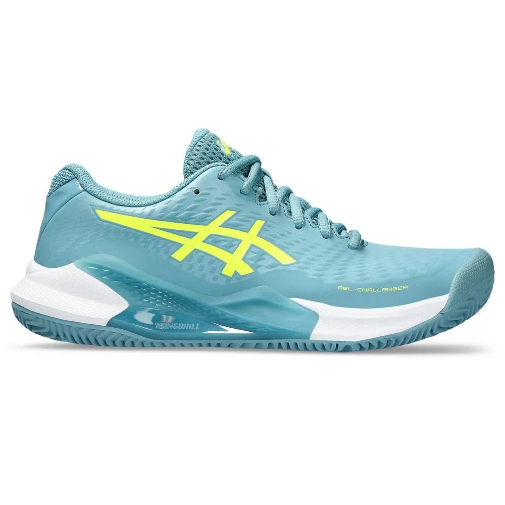 ASICS Challenger 14 Clay Donna Donna Chaussures de Tennis Bleu Jaune