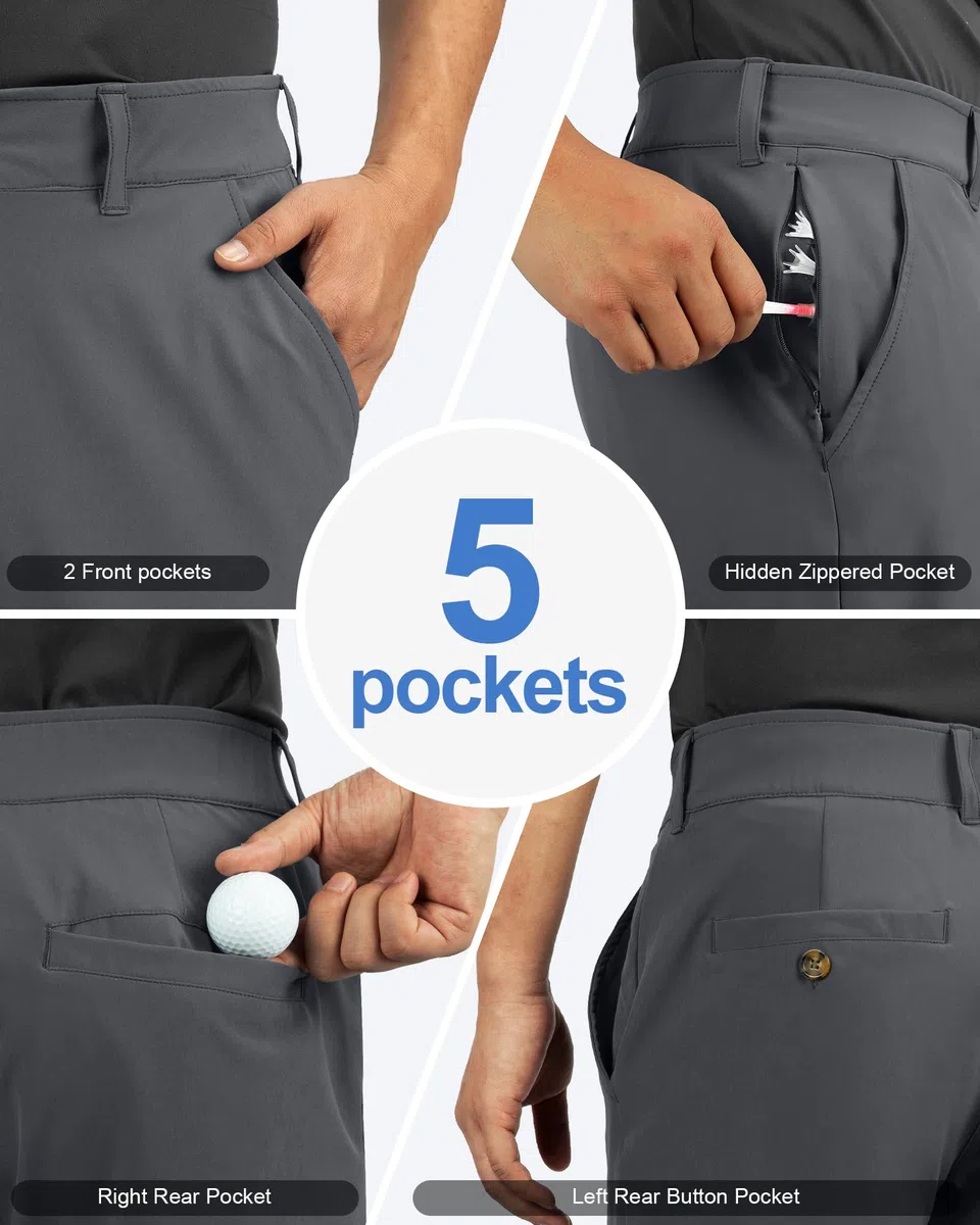 Outdoor Ventures Short de golf pour homme UPF 50+ Stretch Dry Fit 11" Bermuda Short léger à séchage rapide avec poches pour le travail de golf
