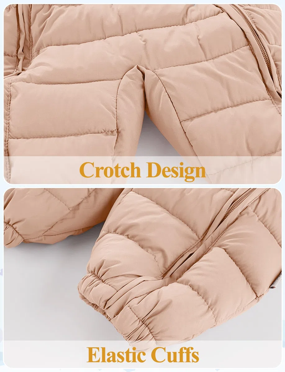 Maeau Combinaison de Neige Ski Bébé Nouveau Né Fleece Manteau à Capuche Bébé Garçon Fille Body Barboteuse Hiver 0-24 mois Snowsuit avec Double Fermeture Éclair Grenouillère Chaud Bébé Fille Garçon