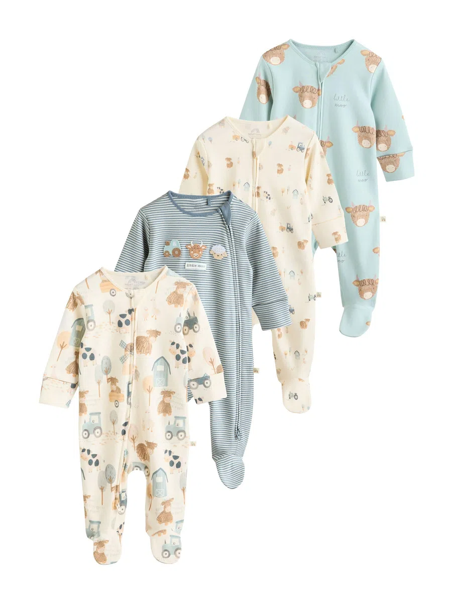 NEXT Bébé garçon Grenouillère Vache bébé, Lot de 4
