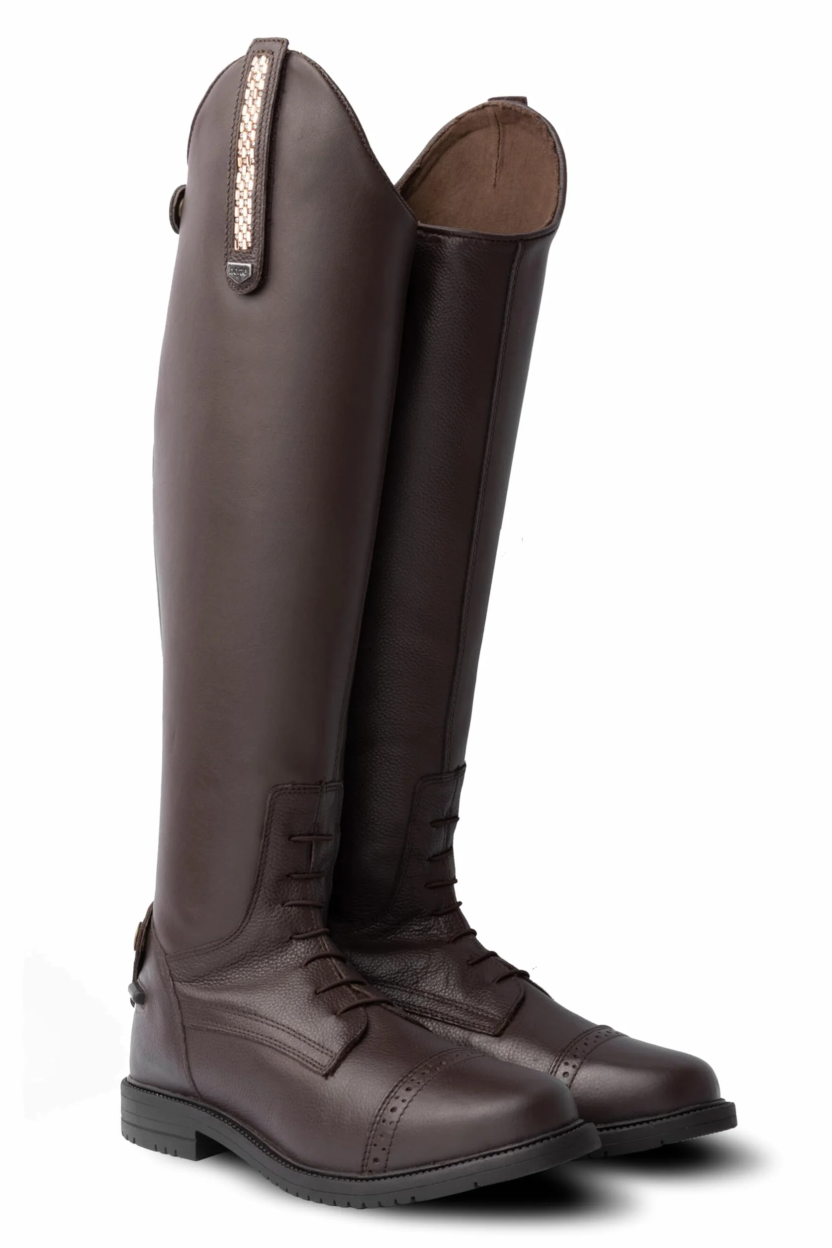 HORZE Femme, Bottes d'équitation Verona, Aspect Cuir, Bracelets Amovibles, Marron, 40W