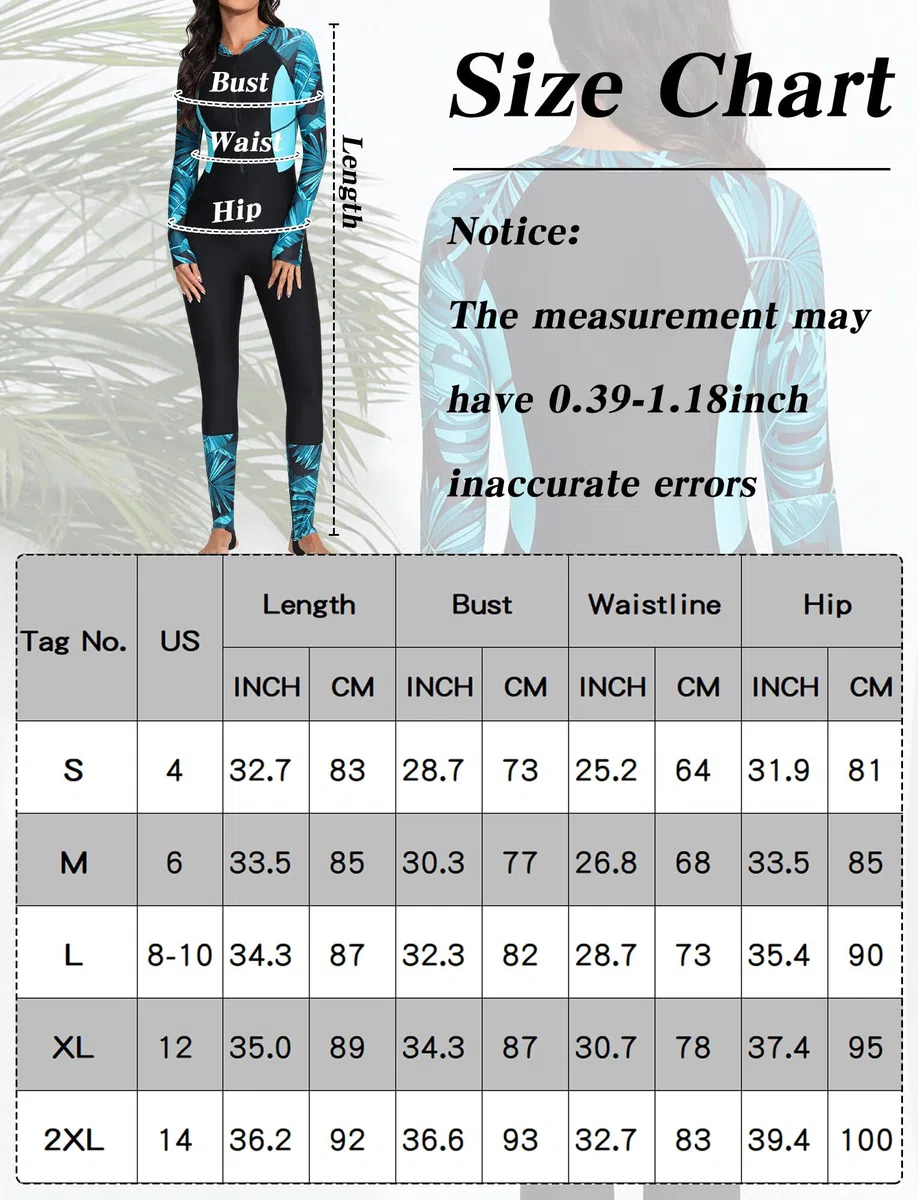 SEAUR Combinaisons de Surf de Sport Zippées pour Femme Maillot de Plongée Protection Solaire Maillot de Bain Intégral 1 Pièce pour Piscine Plage Kayak