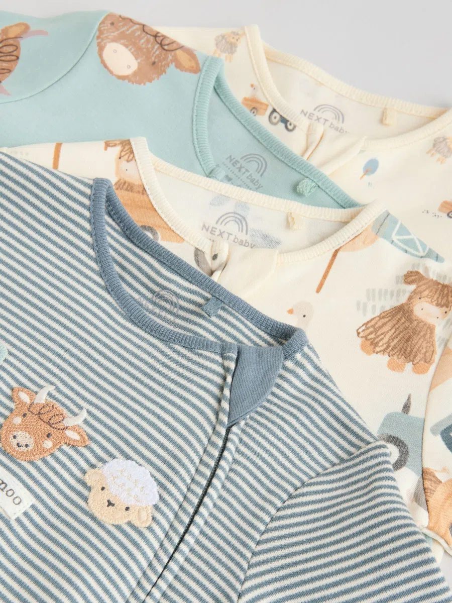 NEXT Bébé garçon Grenouillère Vache bébé, Lot de 4