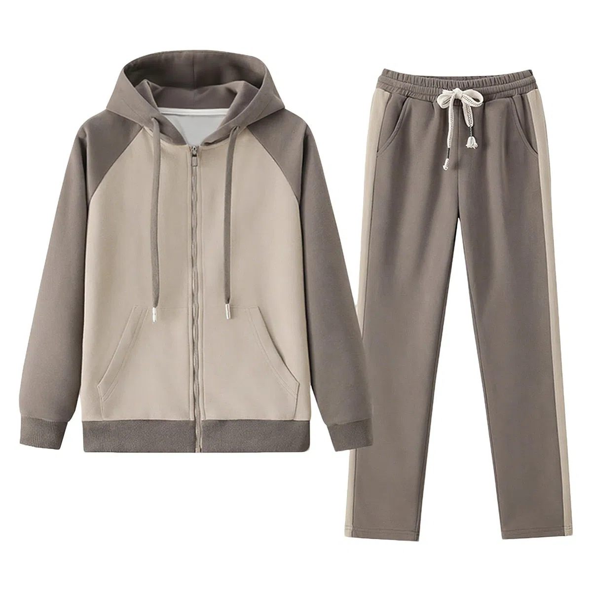 amropi Femme Survêtement doublée de Fourrure Ensemble Veste Sweat à Capuche Jogging Pantalon Tenue de Sport