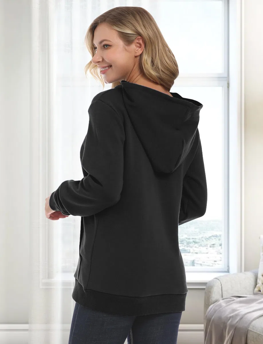 FEOYA Pulli Femmes Haut d'allaitement Sweats à Capuche de Maternité Blouse Pull d'allaitement XS-XXL