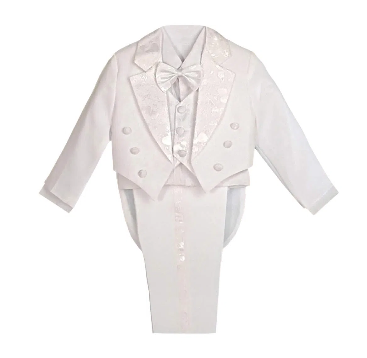 Lito Angels Smoking Costume Mariage Bapteme Ceremonie Enfant Garcon, Ensemble 5 Pieces (Blazer, Chemise, Ceinture, Noeud Papillon et Pantalon), Blanc/Noir/Bleu Royal