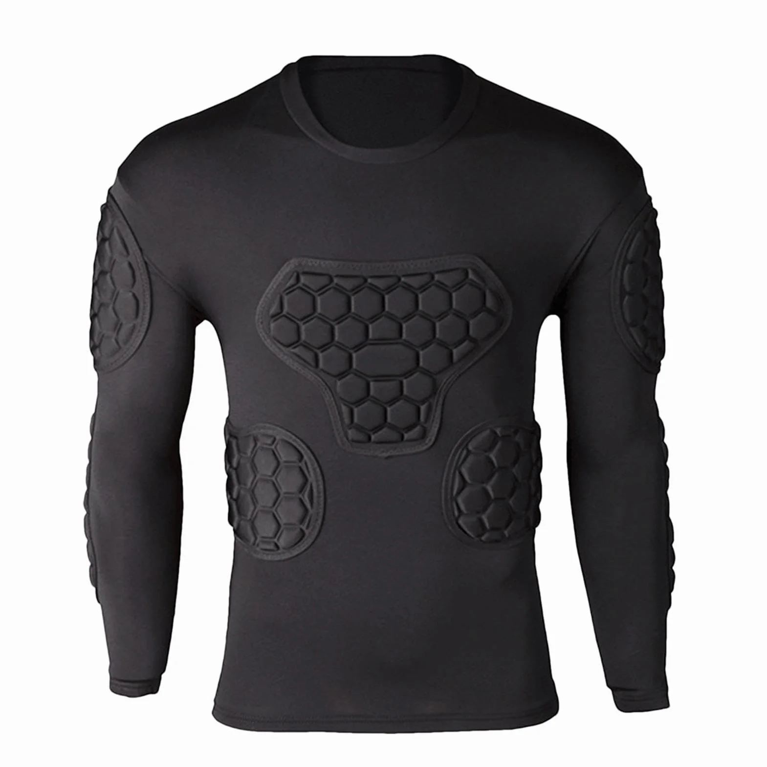 Maillot de Football rembourré | Maillot De Gardien À Manches Longues Noir | Chemise de Football pour Jeunes, pour Football, Basket-Ball, Paintball, Rugby, Parkour, Chemise rembourrée de Football