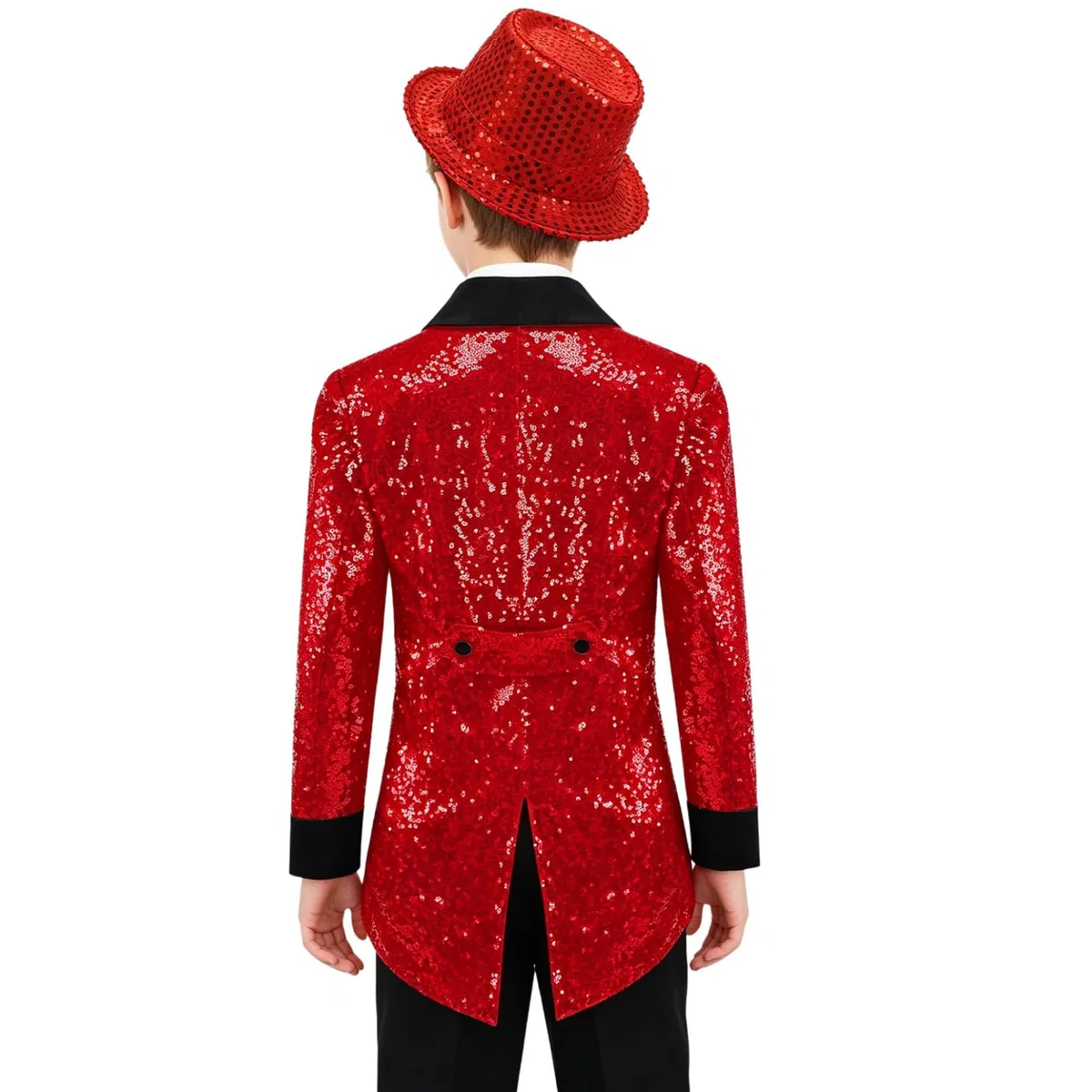 XUNZOO Enfants Garçon Tuxedo Blazer Smoking Messieurs Formel Veste Avec Chapeau Pailleté Nœud Papillon Costume Magicien Pour Fête Promotion
