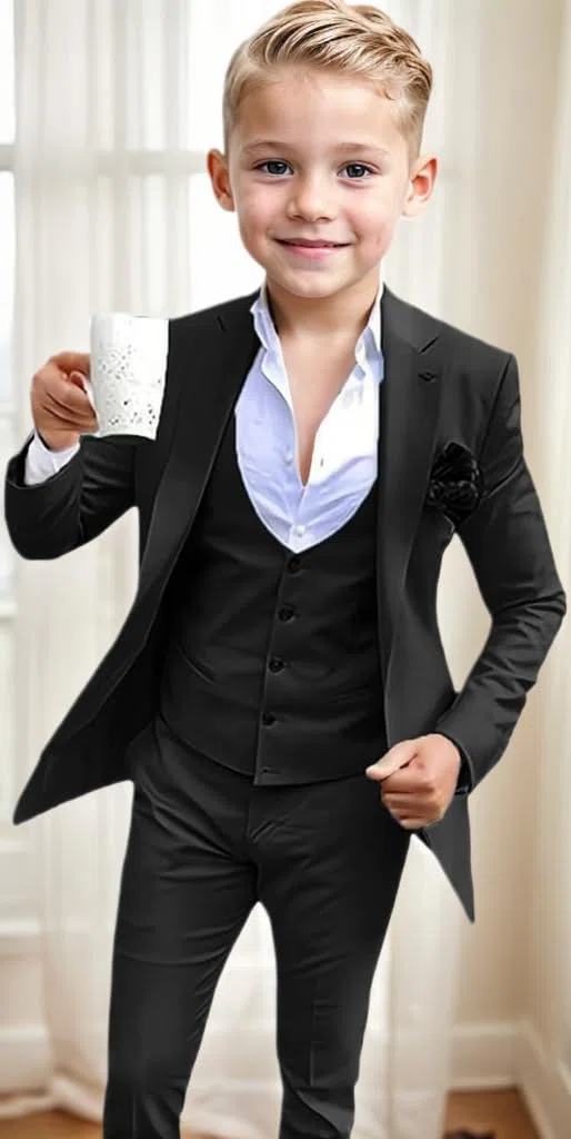 Costume de smoking 3 pièces pour enfant, blazer pour garçon, pour mariage