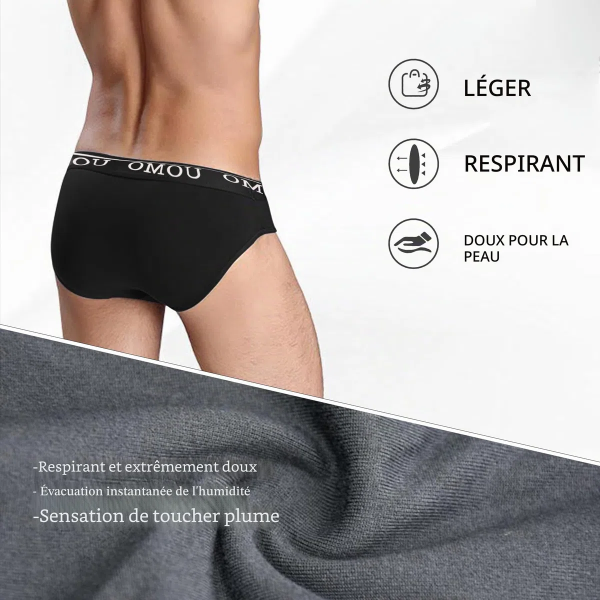 Channo Slips en Coton pour Hommes Uomo - Invisible et Doux