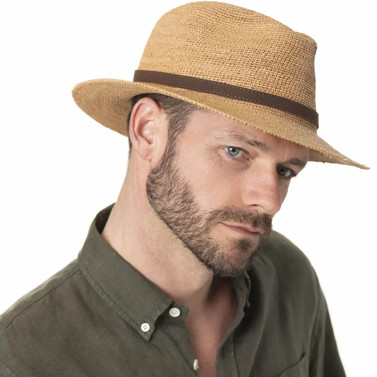 Stetson Chapeau en Paille Crochet Rollable Femme/Homme - Made in France D'Ete de Raphia Soleil avec Bandeau Cuir, Cuir Printemps-ete Printemps Ete
