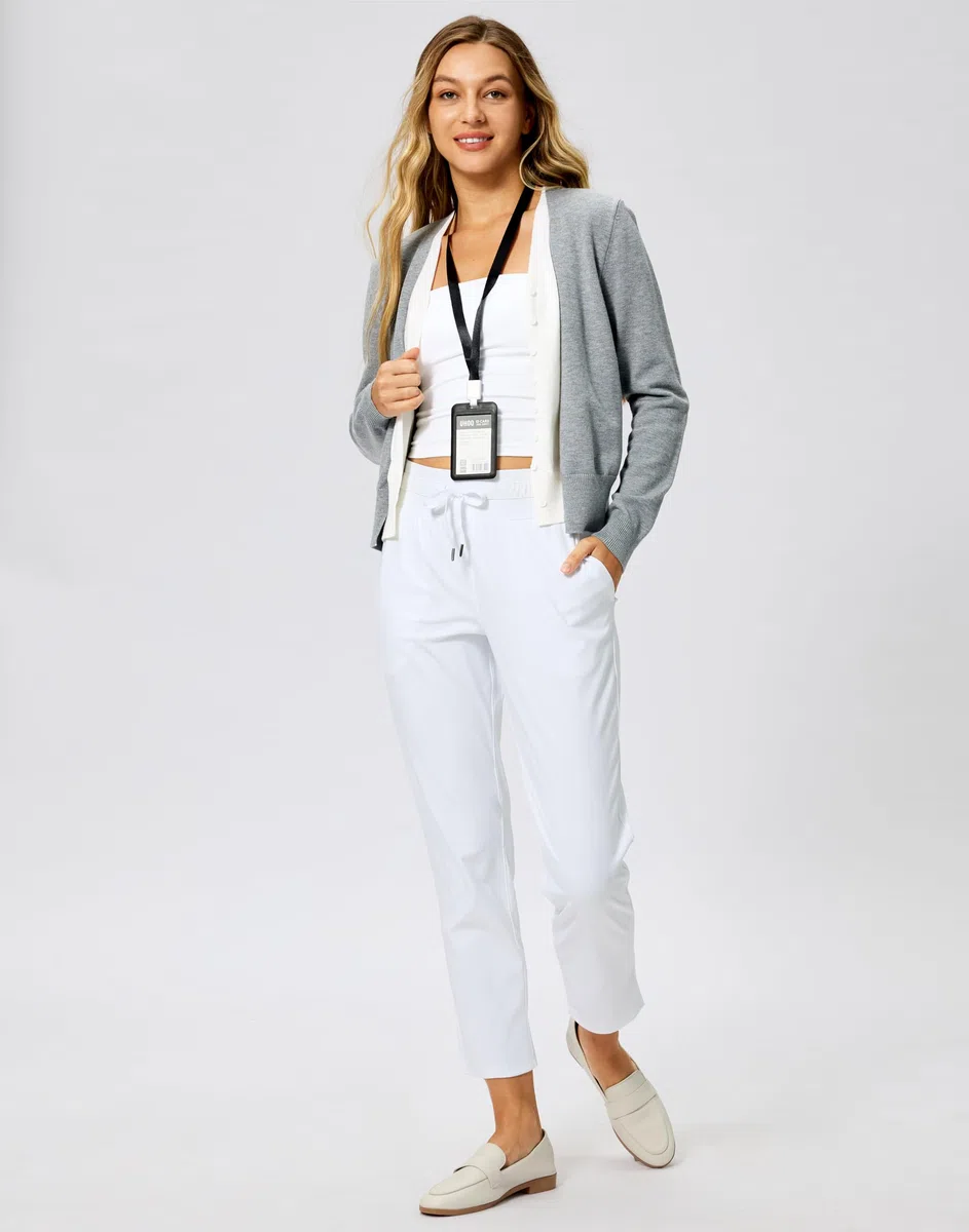 Soothfeel Pantalon de survêtement extensible 7/8 pour femme, taille haute, avec 4 poches, pour voyage, athlétisme, travail, golf