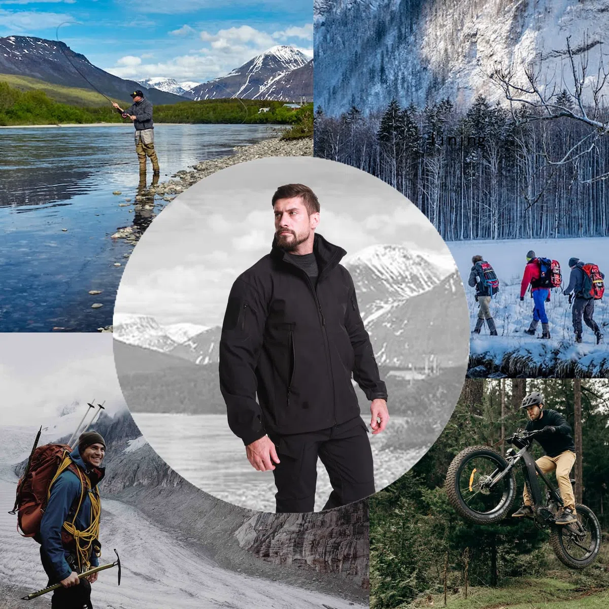 Hommes Tactique Vestes Softshell Extérieures Doublure Polaire Chauds Imperméable Vestes Encapuchonné Manteau Camouflage avec Poches Multifonctions