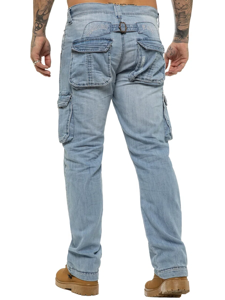 Pantalon Cargo Jeans Coupe Classique Coton Homme avec 6 Poches