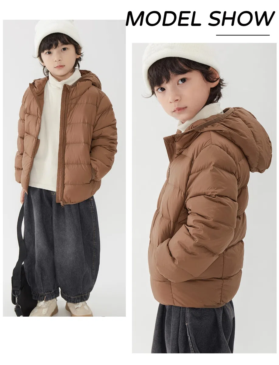 Veste matelassée légère et chaude avec capuche pour enfant garçon et fille - Veste en duvet ultra légère et coupe-vent pour l'automne et l'hiver de 2 à 12 ans