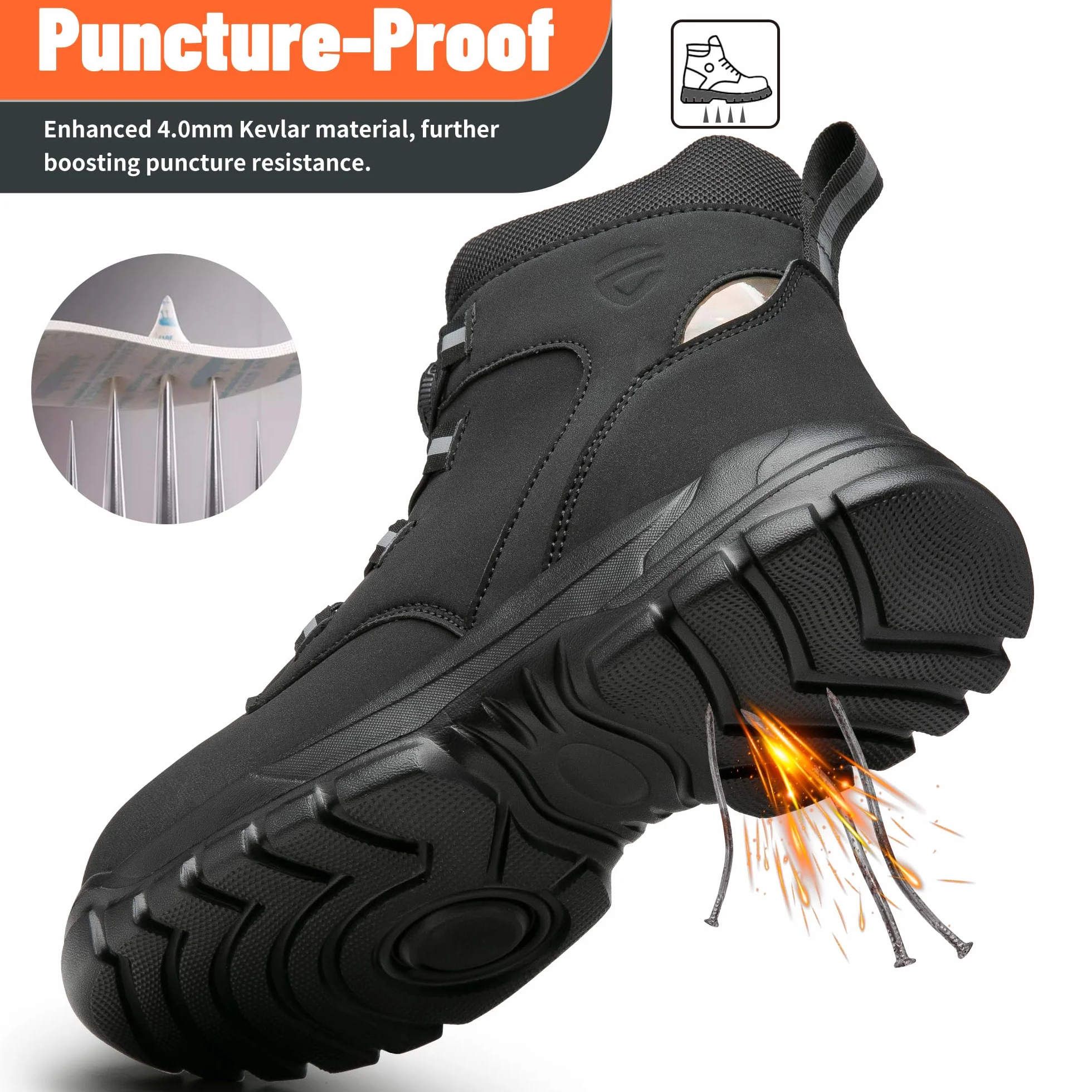 KOIFISH Chaussures de Sécurité Hommes Femmes Montante Basket de Securite Légère Confortable Bottines de Travail Embout en Acier Antidérapant