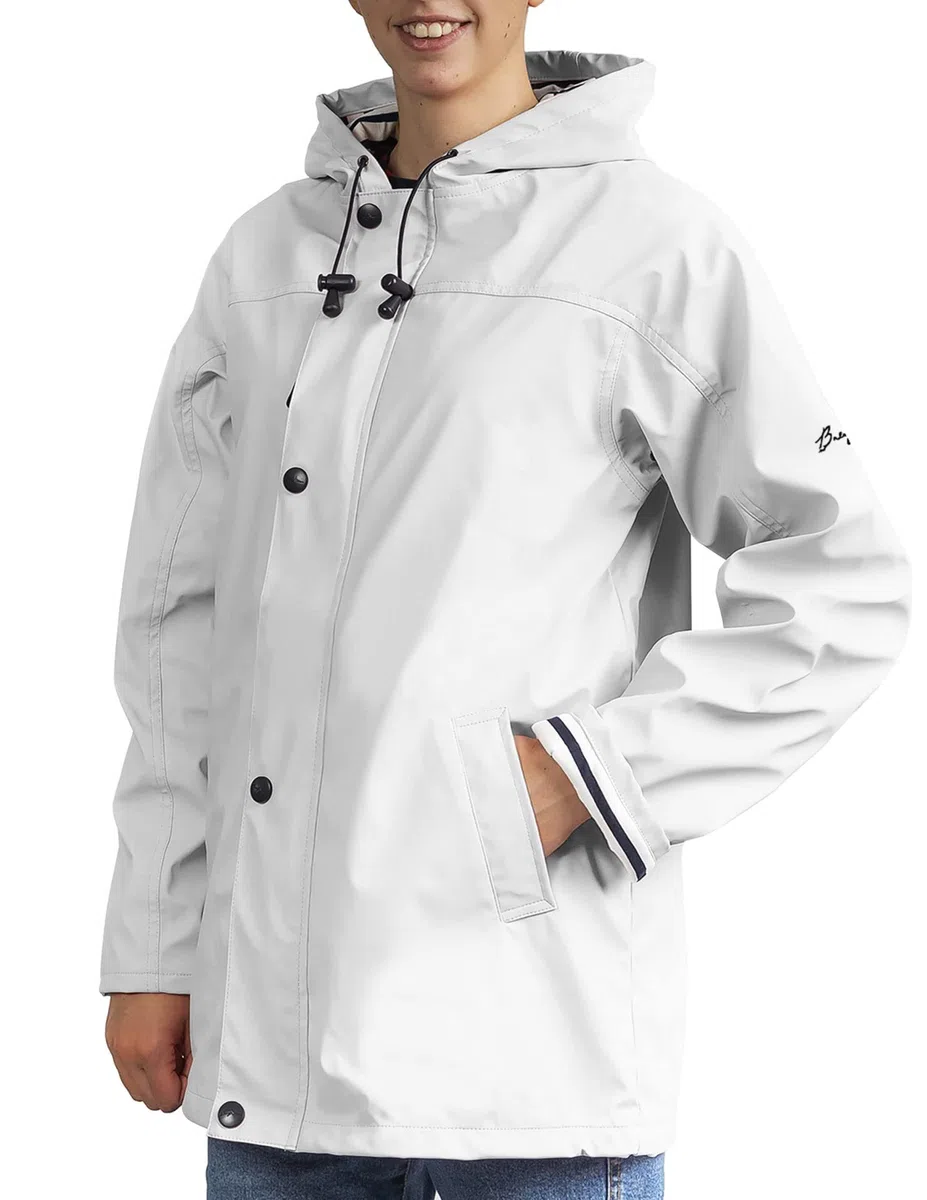 Breizh Ocean - Ciré, Veste Imperméable Femme, du XS au 4XL, Création Française ARMOR - Veste Femme avec Intérieur Rayé de Style Marinière - Manteau Femme