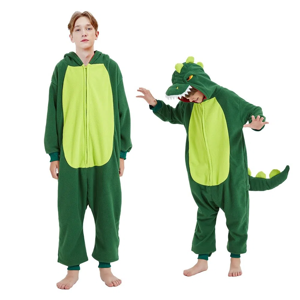Grenouillère de Dessin Animaux, Dinosaure Pyjama Mignon, Robe Barboteuse, Costume de Cosplaypour Le Carnaval et la Fête d'halloween pour Enfants de 6 à 8 Ans