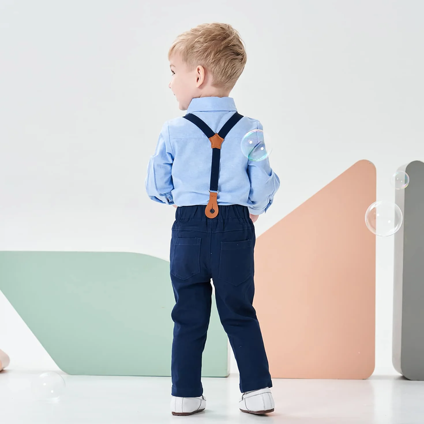 Volunoby Bebe Garçon Costume Gentleman, Noeud Papillon Chemise + Pantalon 4 Pièces