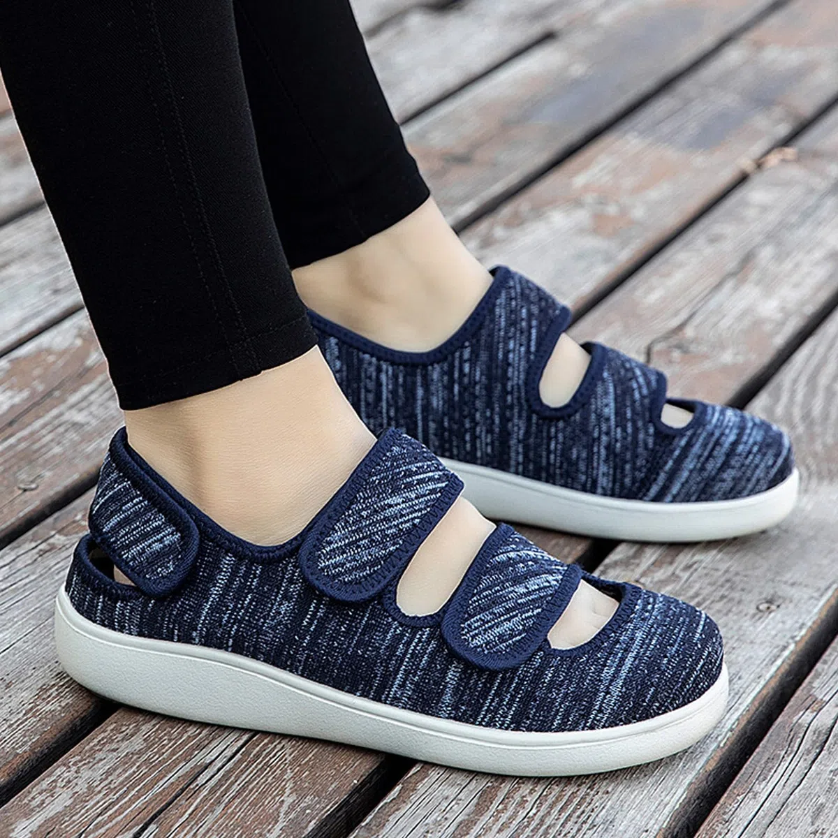 Hsyooes Sandales de rééducation Femme Chaussures diabétiques Hommes Chaussons Orthopédique Respirable Réglables Pantoufles Anti-dérapante Edema Swollen
