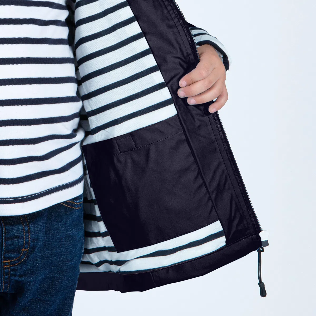 Breizh Ocean Ciré Imperméable Enfant ELVEN Mixte Garçon Fille Impermeable Intérieur Rayé Style Marinière Capuche Manteau 1-14 ans