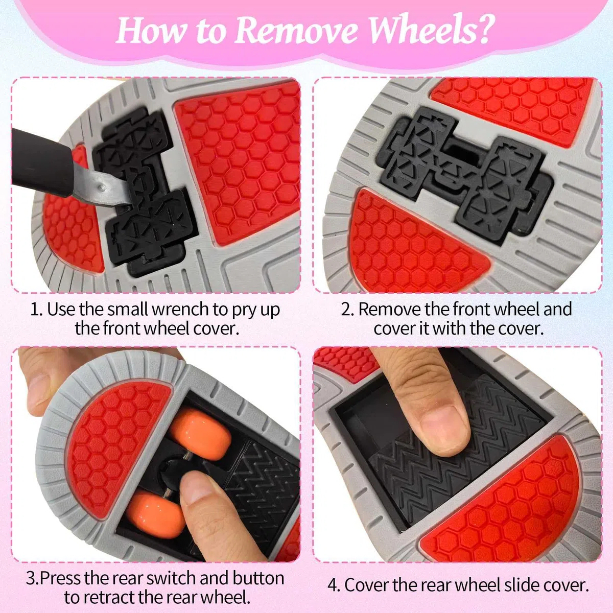 Basket Roller Rétractable Enfant, Chaussures à Roulettes 4 Roues pour Garçons et Filles, Intérieur Extérieur