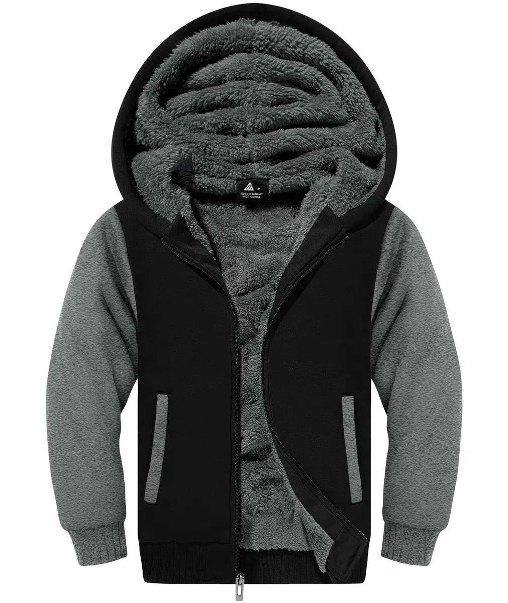 SwissWell Veste Polaire Garçon Sweat à Capuche Enfants avec Zippé Hoodie Chaud Ourdoor Veste d'hiver Manches Longues Sport Sweatshirt Automne Hooded