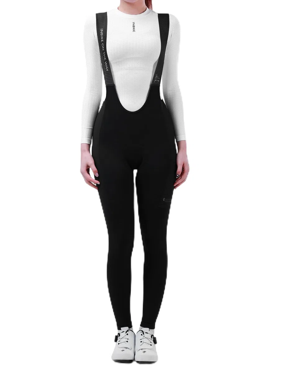 INBIKE Cuissard Velo Femme Long Hiver Femme Rembourré 3D Polaire Fleece avec Poche sur côtés Pantalon de Haut Taille