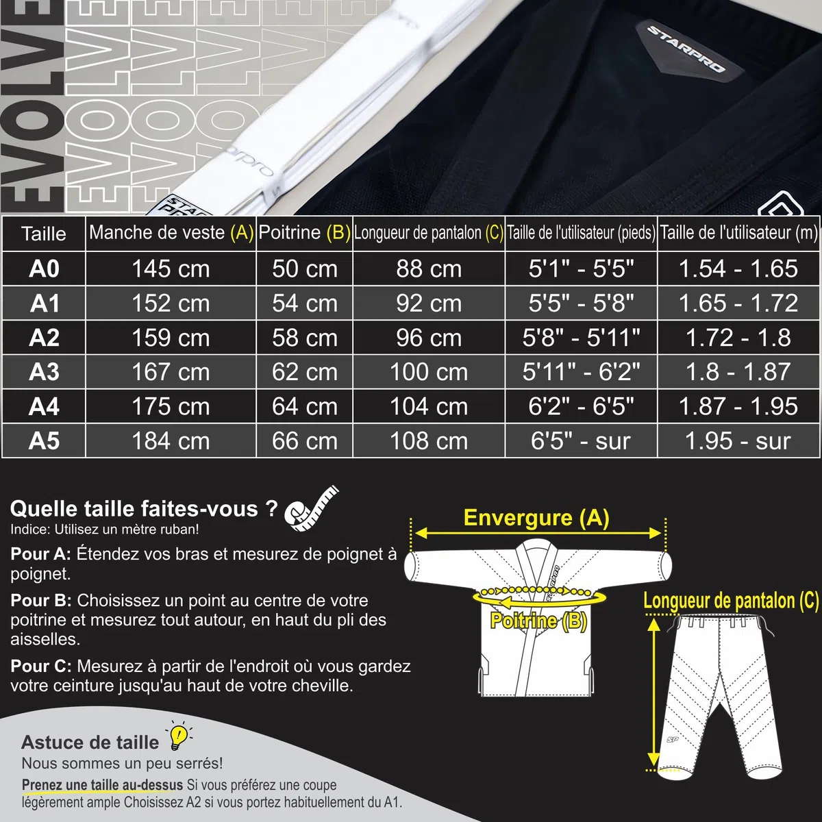 Starpro Evolve Premium Jiu Jitsu pré-retraité, BJJ Gi - Différentes tailles et couleurs Jujitsu Gi, Gi BJJ léger, Jiu Jitsu Gi, Juijitsu Gi, Gi BJJ, BJJ Gi Men